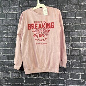 Estar Women's  X-Small Graphic Sweatshirt Pink "Don't Go Breaking My Heart"